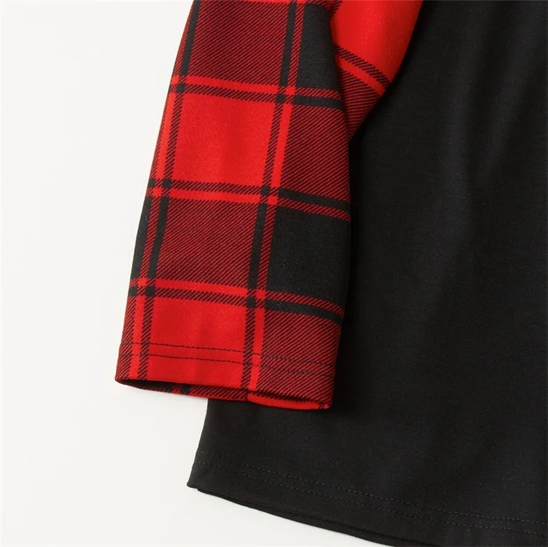 Christmas Hat Letter Plaid Print Parent-child Pajamas Set (with Pet Dog Clothes)