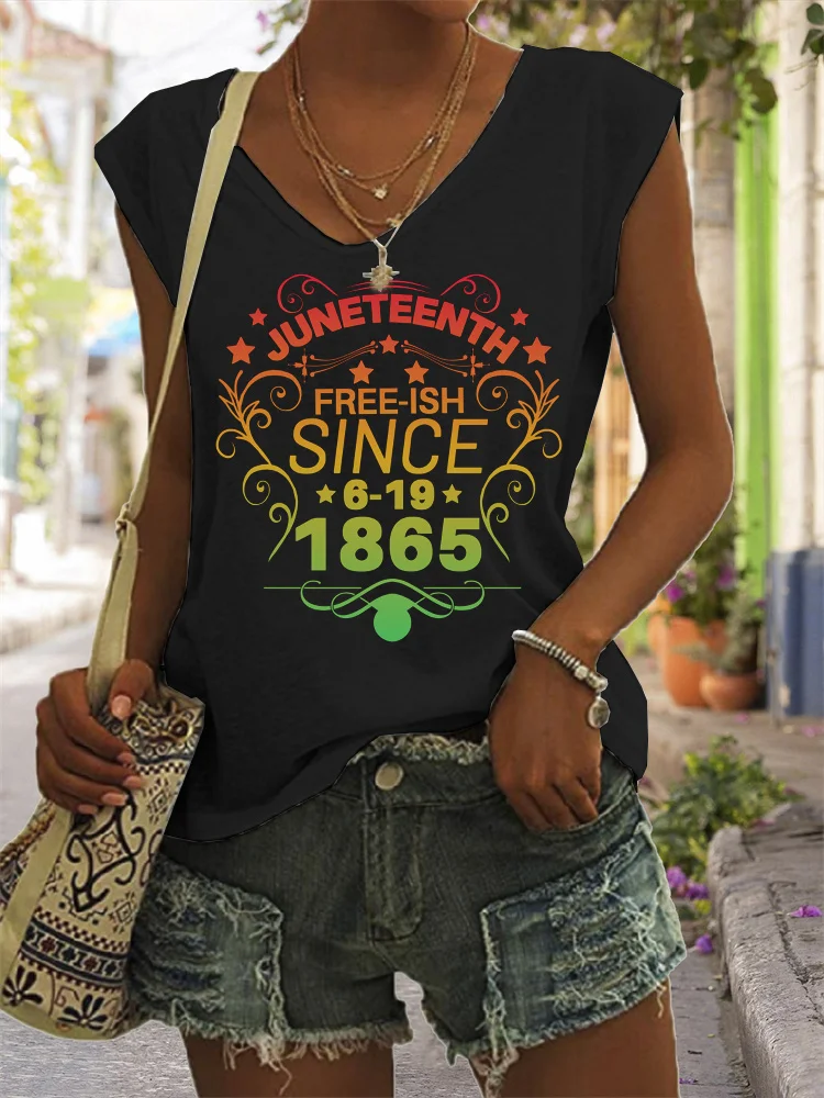 Juneteenth V Neck Comfy Tank Top