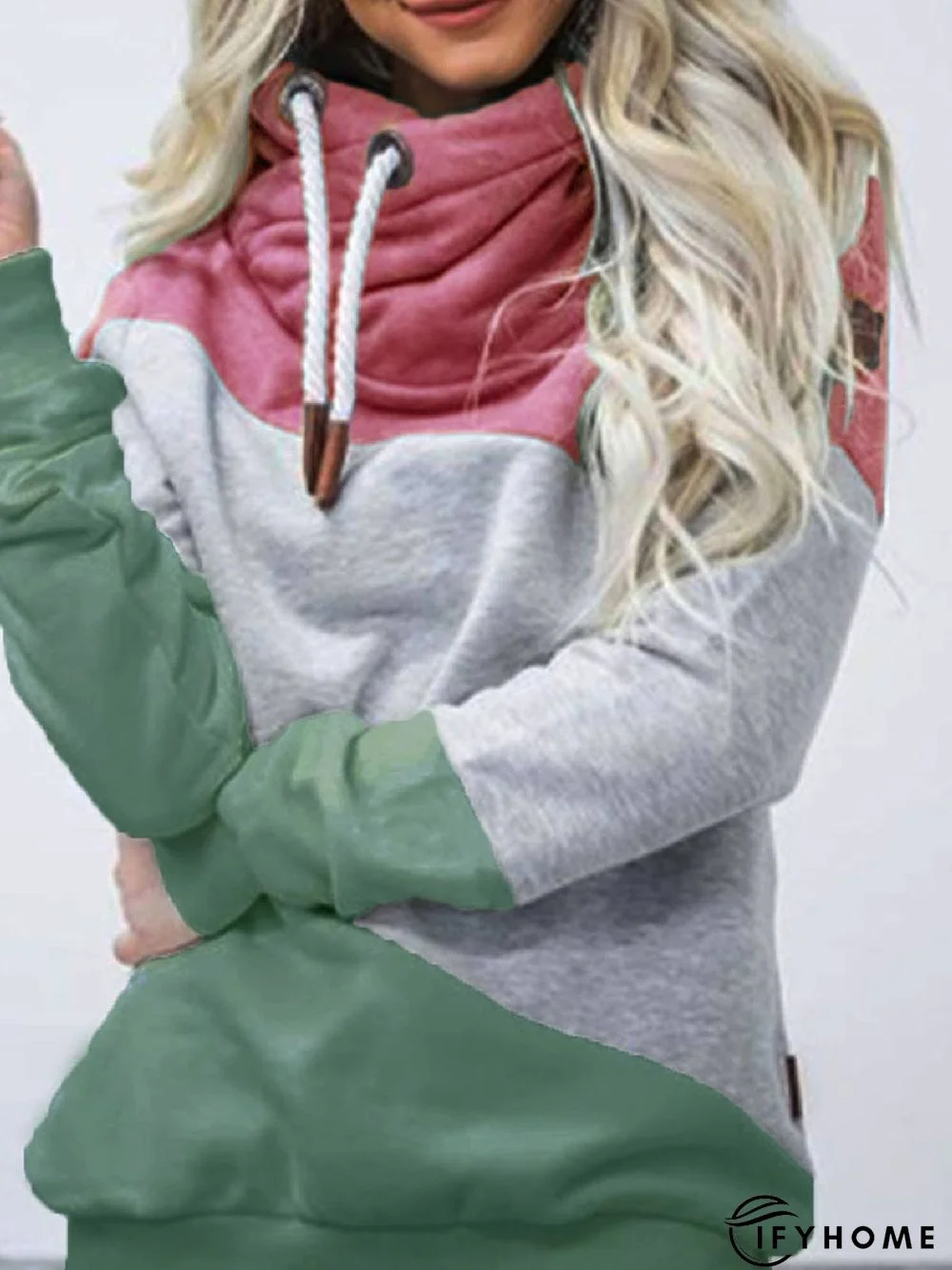 Long Sleeve Paneled Solid Hoodie Sweatshirts | IFYHOME