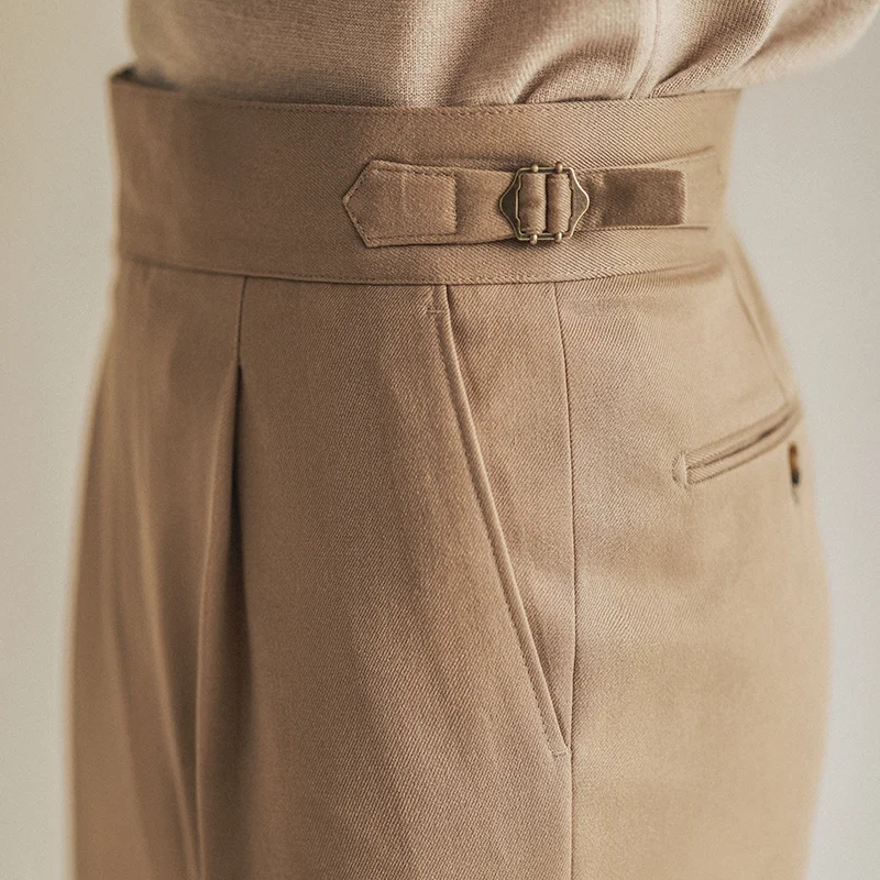 Vintage Straight Paris Button Neapolitan Casual Pants