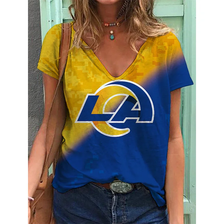 Los Angeles Rams Lightweight Short Sleeve V-Neck T-Shirt