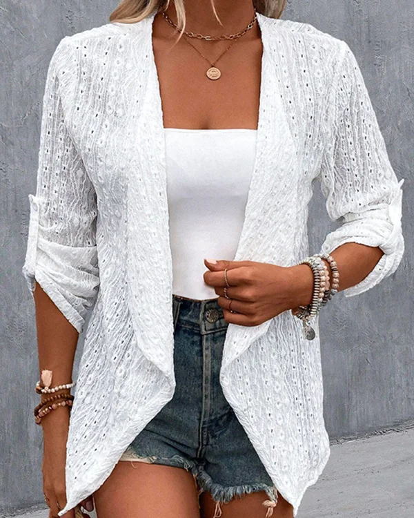 Casual Long Sleeve Lace Cardigan