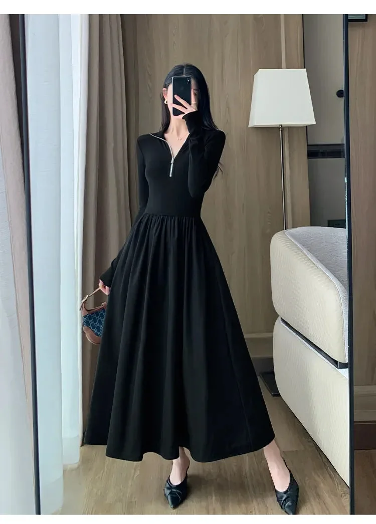 Tlbang Vintage White Long Sleeve Knitted Midi Dresses for Women 2023 Autumn Casual Fashion Slim Elegant Party Female Clothing