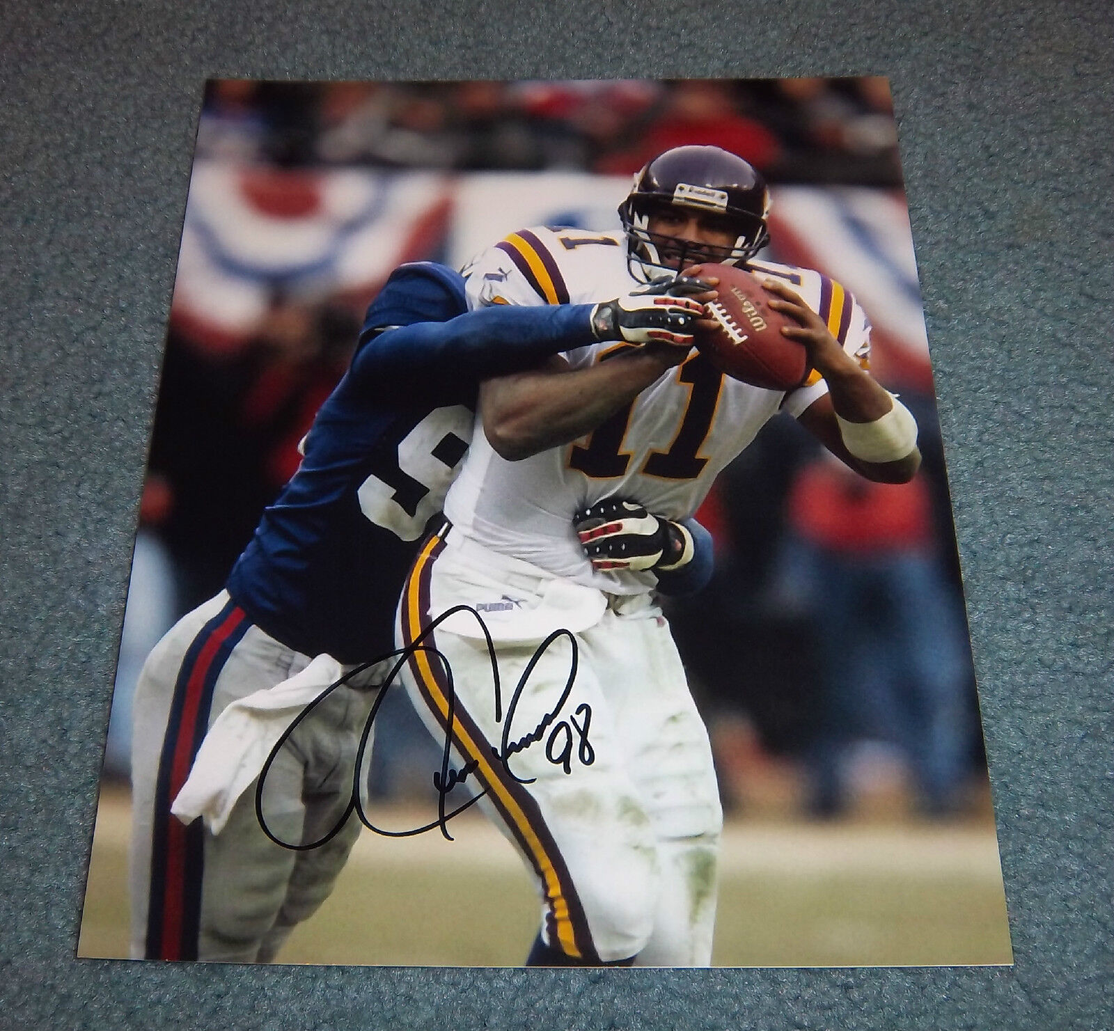 New York Giants Jessie Armstead Signed Autographed 8x10 Photo Poster painting Pro Bowl COA 6