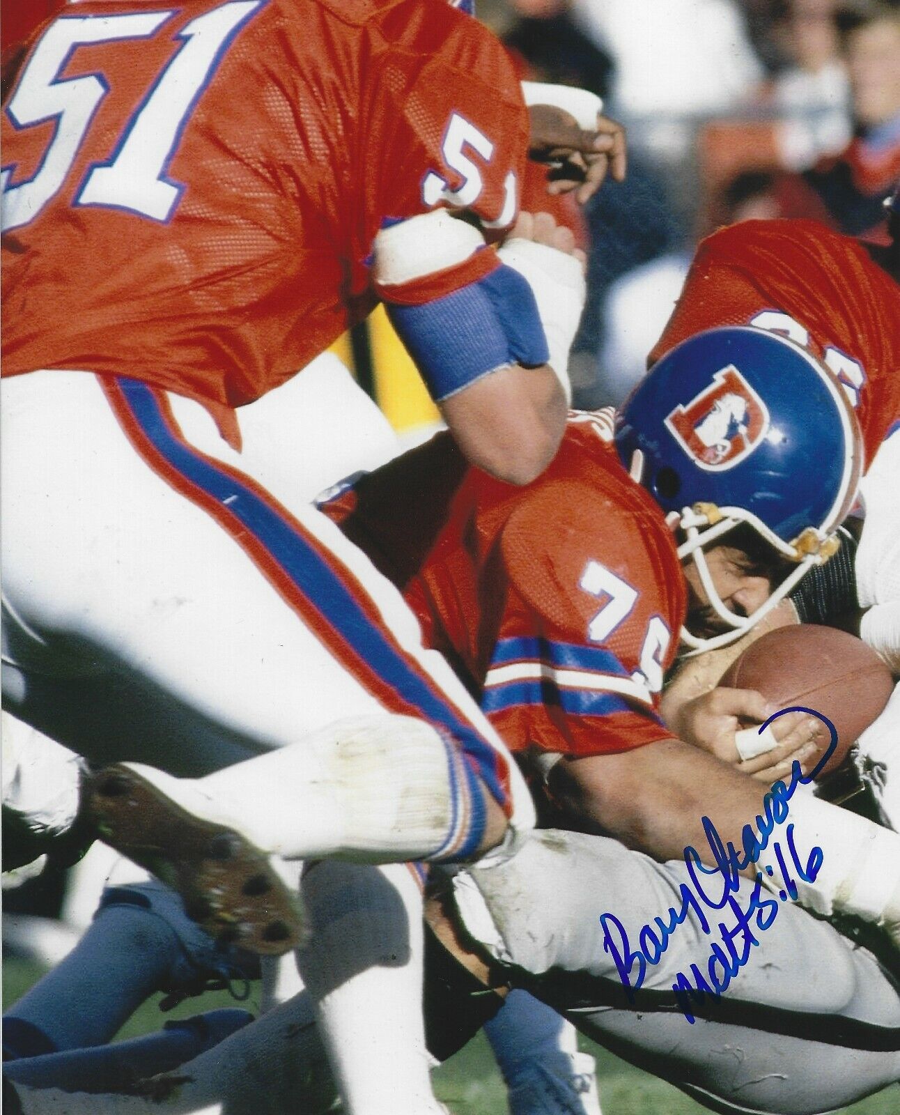 Signed 8x10 BARNEY CHAVOUS Denver Broncos Autographed Photo Poster painting - w/COA