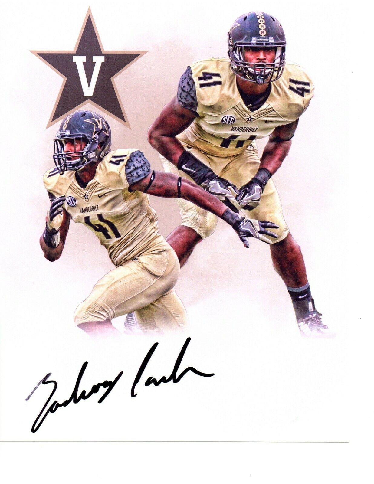 Zach Cunningham Vanderbilt Commodores signed autographed 8x10 football Photo Poster painting