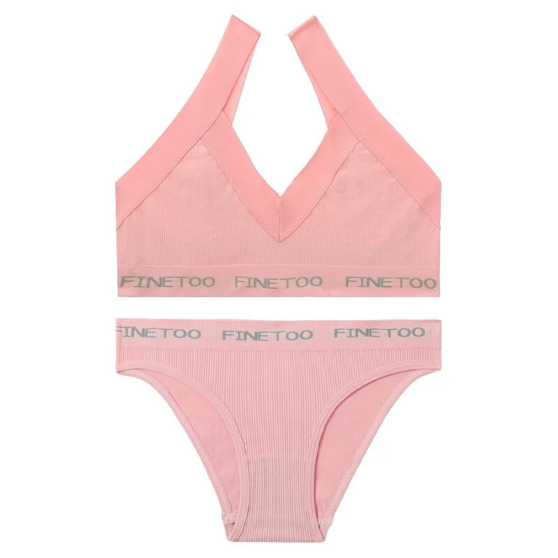 FINETOO Women Bra Set Seamless Bralette Crop Top + Pantys Brassiere Suit Fitness Underwear Lingerie Female Push Up Sexy Tank Top
