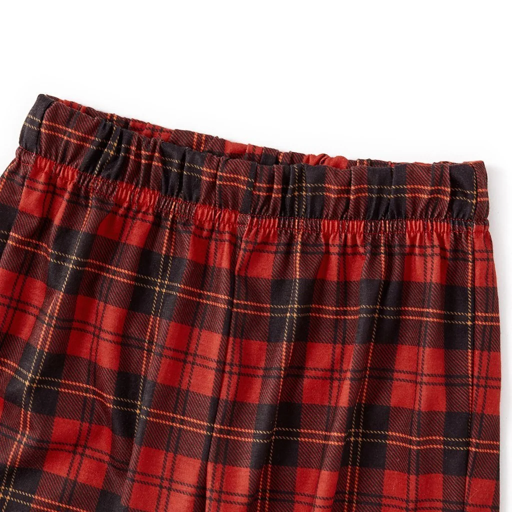 Family Matching ' Believe ' Deer Print Plaid Christmas Pajamas Set