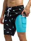 difficort Mens Swim Trunks Quick Dry Bathing Suit 9 inch Inseam Board Shorts with Compression Liner and Zipper Pocket