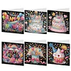 (US Only)6PCS DIY Birthday Cake Diamond Art Greeting Cards Congratulations Cards & Gifts