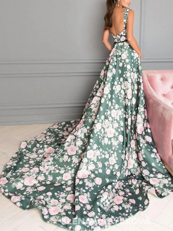 Bohemian print long over-the-knee dress