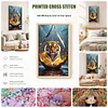 Tiger in Teardrop Globe-11CT Stamped Cross Stitch 40*70cm(Big Size) tapestrymarket