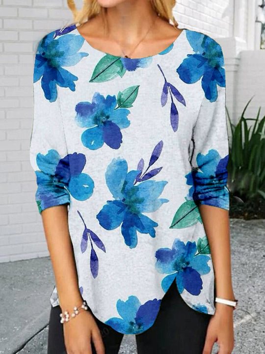 New Ladies V-Neck Casual Printing Loose Short-Sleeved T-Shirt
