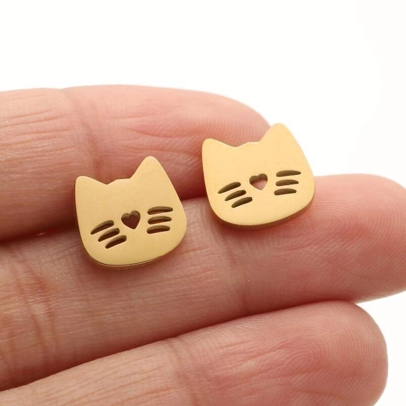 1 Pair Casual Cute Animal Plating Hollow Out 304 Stainless Steel 18K Gold Plated Ear Studs