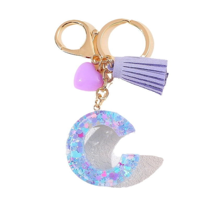 New Women’s Purple Love Tassel 26 Letter Keychain Cute Car Key Chain Couple Backpack Jewelry