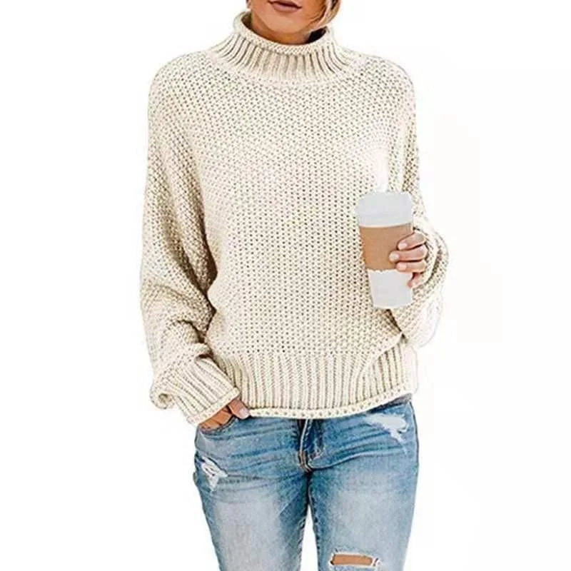 Wongn Wongn Women's WISH Turtleneck Long Sleeve Jumper Loose Casual Knit Sweater Women