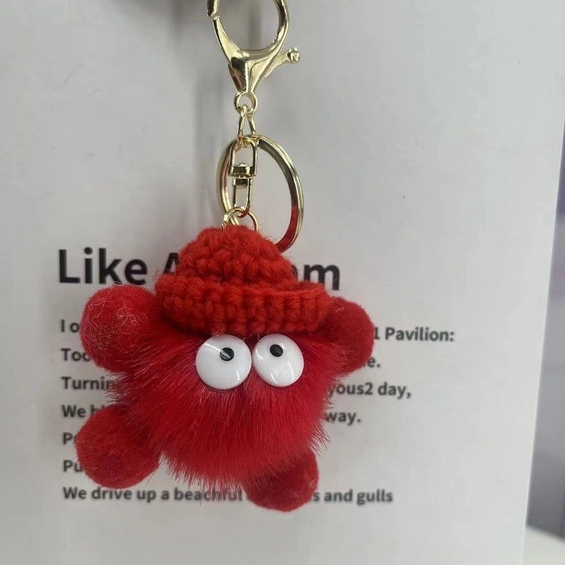 In Stock Mink Fur Rabbit Fur Small Coal Ball Pendant Keychain Internet Popular Doll Monster Sunglasses Cute Bag Pendant