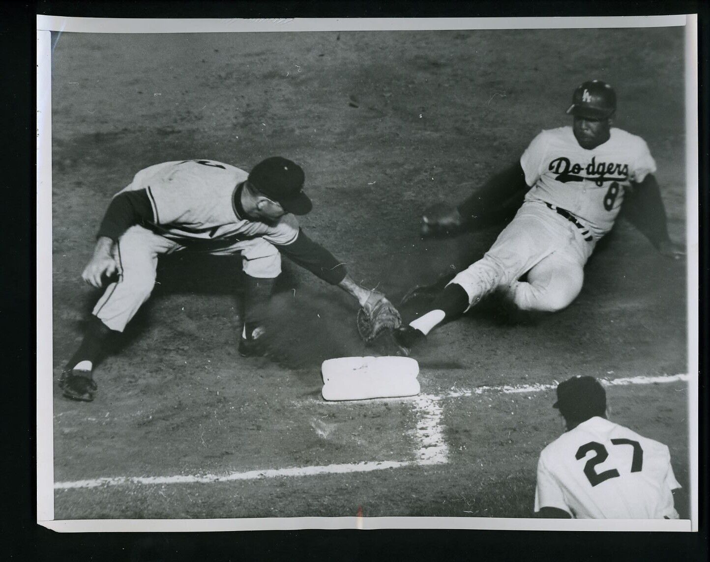 John Roseboro & Jack Hiatt circa 1965 Press Photo Poster painting Los Angeles Dodgers Giants