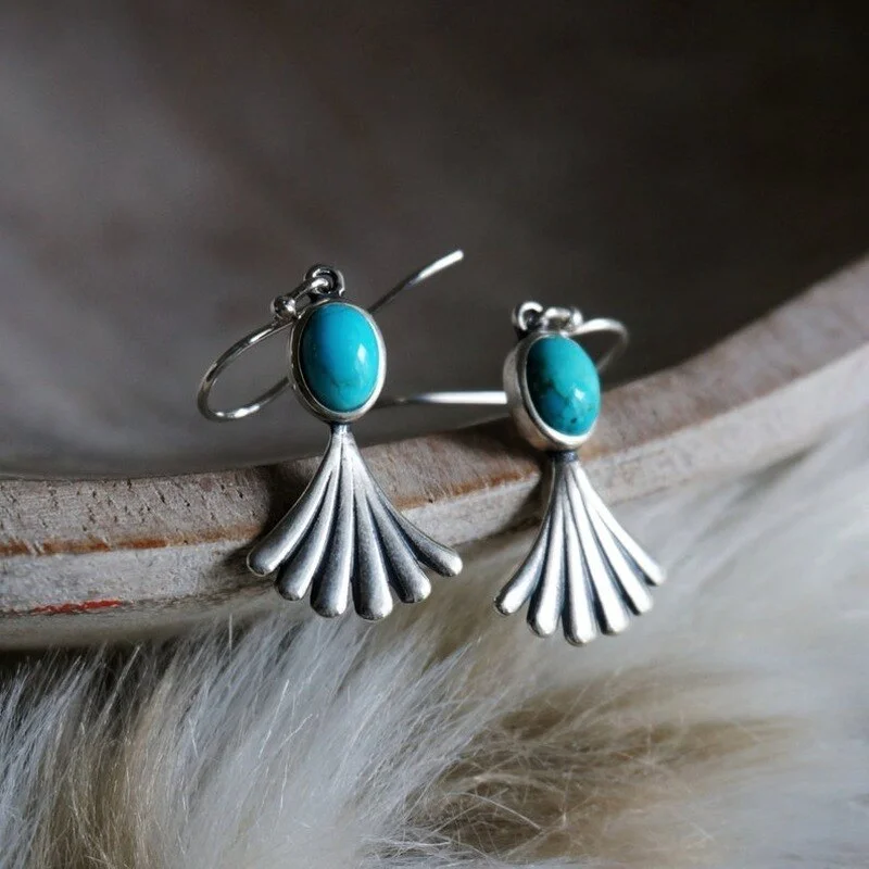 Prayer Silver Color Earrings, Green Stone Earrings, Boho Earrings, Wedding Jewelry, Anniversary Gift Earrings