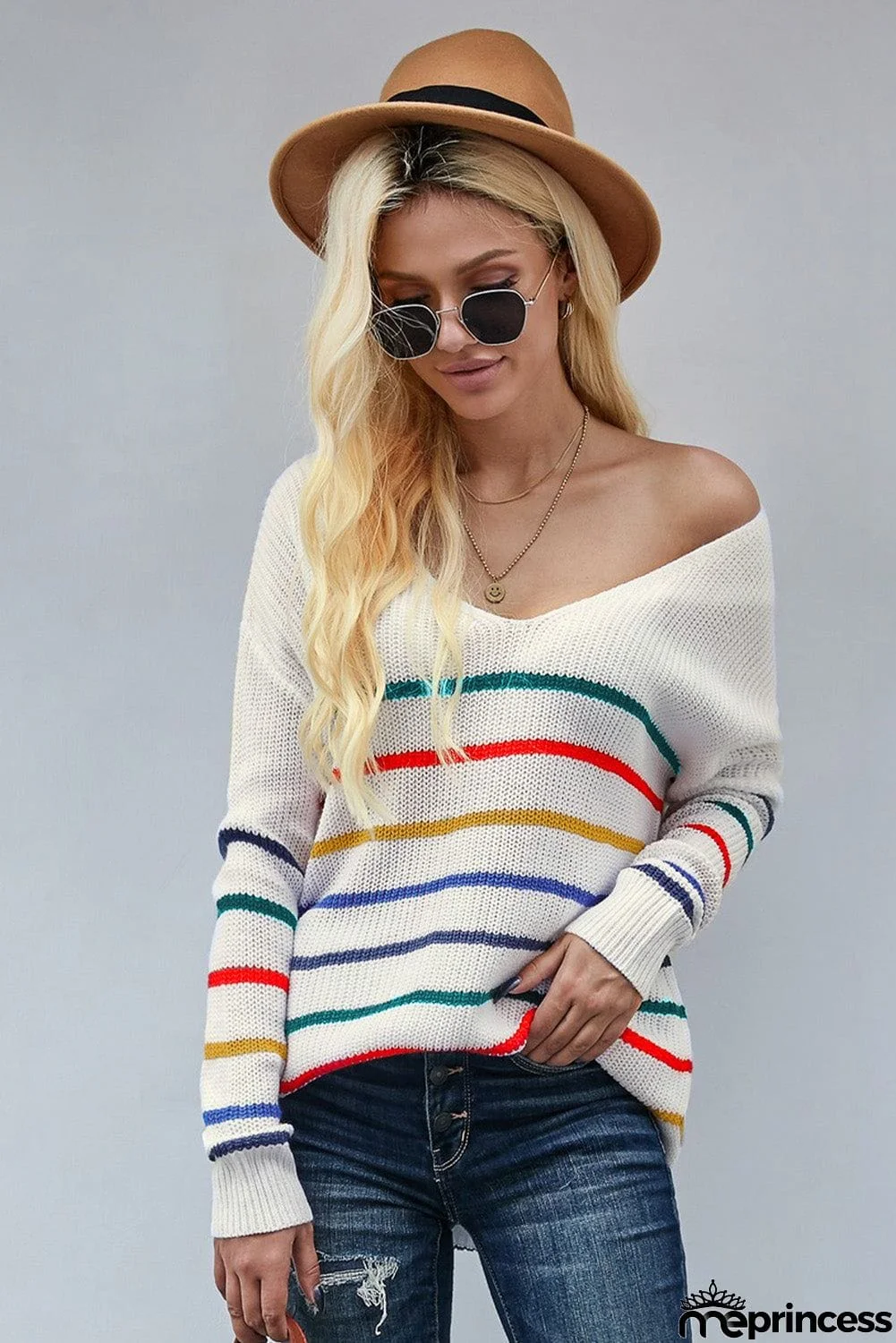 Multicolor Striped Knit Sweater