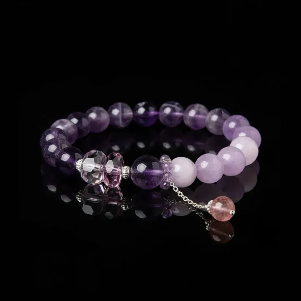 JiStones Celestial Amethyst "Violet Fire" Bracelet - Handcrafted Natural Stone for Wisdom & Empowerment