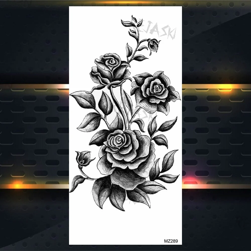 Sdrawing Rose Jewelry Water Transfer Tattoo Stickers Women Body Chest Art Temporary Tattoo Girl Waist Bracelet Flash Tatoos Flower