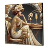 (Framed)Diamond Painting -DIY Round Drill Retro Girl with Frame(25x25cm)