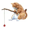 Fishing Cat Ornament Mini Cat Figurine Home Car Interior Decoration (7Pcs)