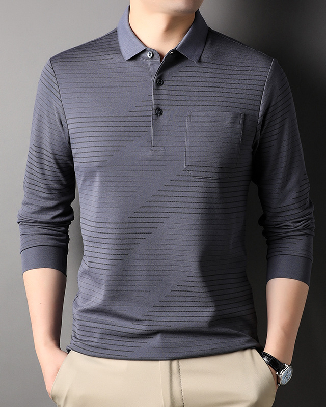 Men's Premium Lapel Long Sleeve POLO Shirt 002