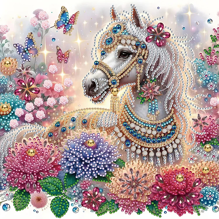 Partial Special-Shaped Diamond Painting - Gorgeous Horse 30*30CM