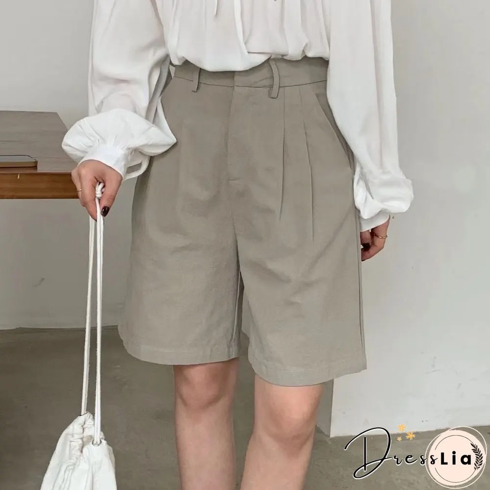 Toppies White Linen Shorts Wide Leg Summer Shorts Woman High Waist Shorts Streetwear