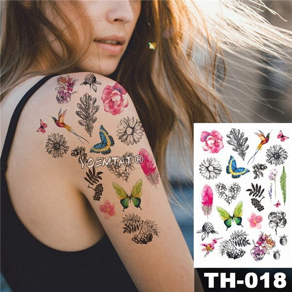 Gingf Temporary Tattoo Sticker Small watercolor Succulents pattern Water Transfer plant body art flash fake tatoo
