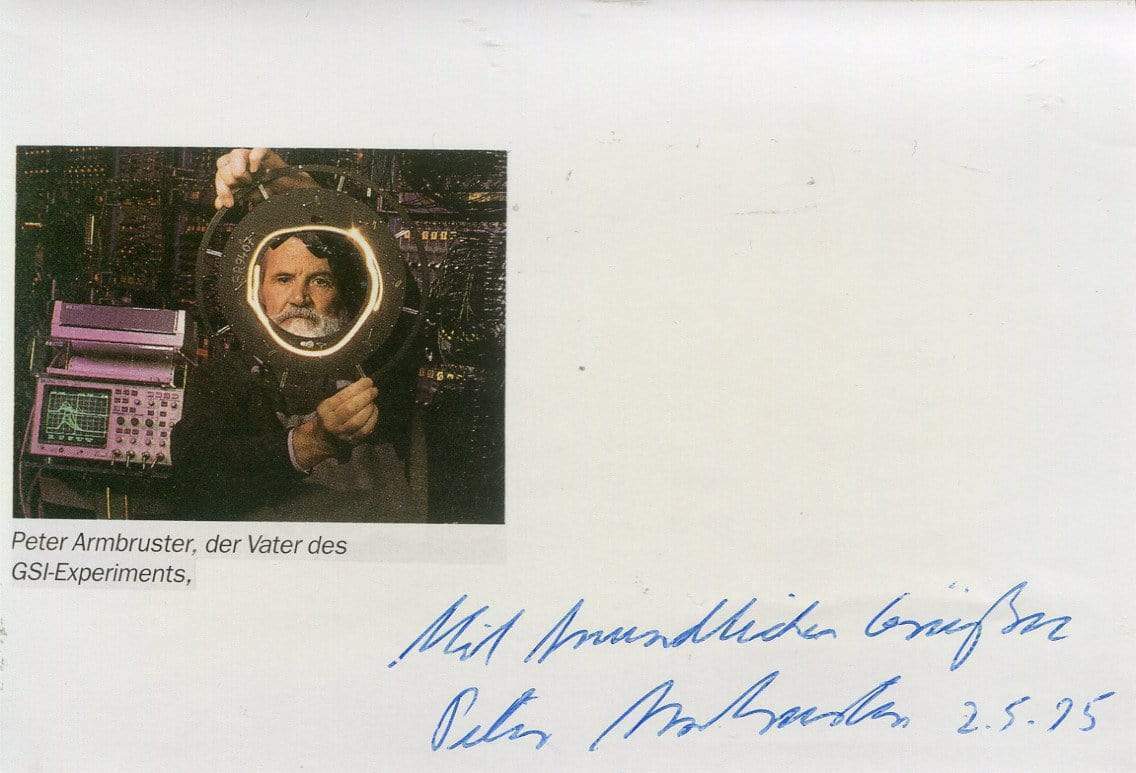 PHYSIC Peter Armbruster autograph, German physicist GSI, signed Photo Poster painting