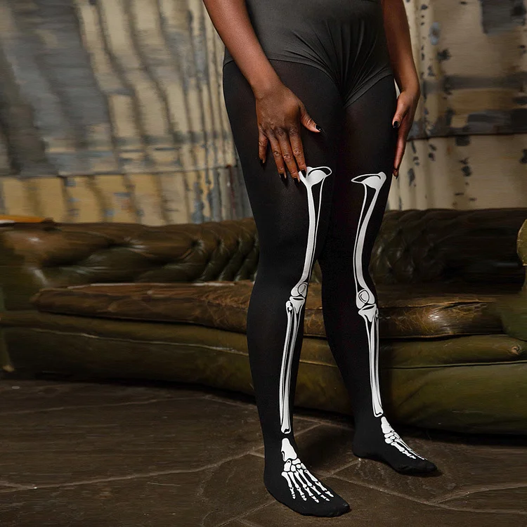 Halloween Black Skeleton See-Through Stockings