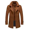 Men's Gentle Removable Double Collar Cold-Resistant Pocket Plus Size Wool Coat Jacket