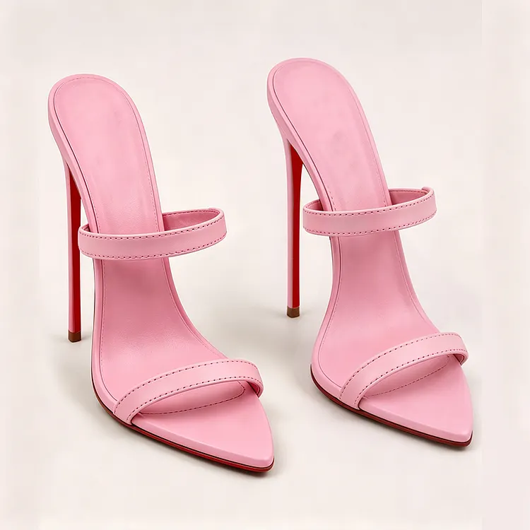 120mm/100mm New Women's Sandals Strap Pointed Toe Matte Mules Red Bottom Heels VOCOSI VOCOSI