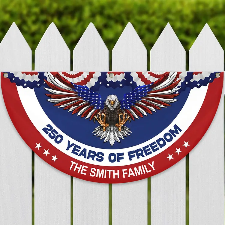 Personalized 250 Years of Freedom America Flag Custom Family Name 250 Years Of Freedom Non-Pleated Fan Flag