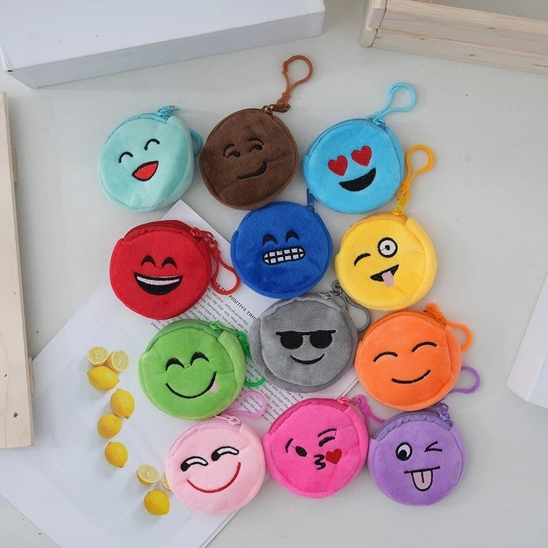 Unisex Face Plush Zipper Kids Wallets