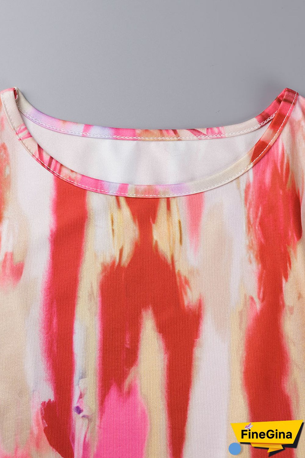 Red Casual Print Basic O Neck Short Sleeve Two Pieces