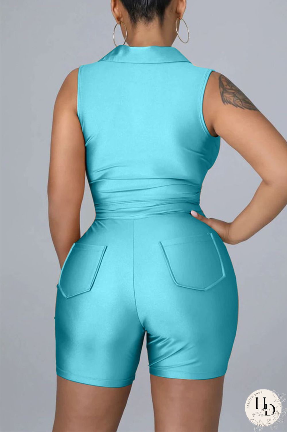 Black Fashion Casual Solid Basic Turndown Collar Sleeveless Two Pieces