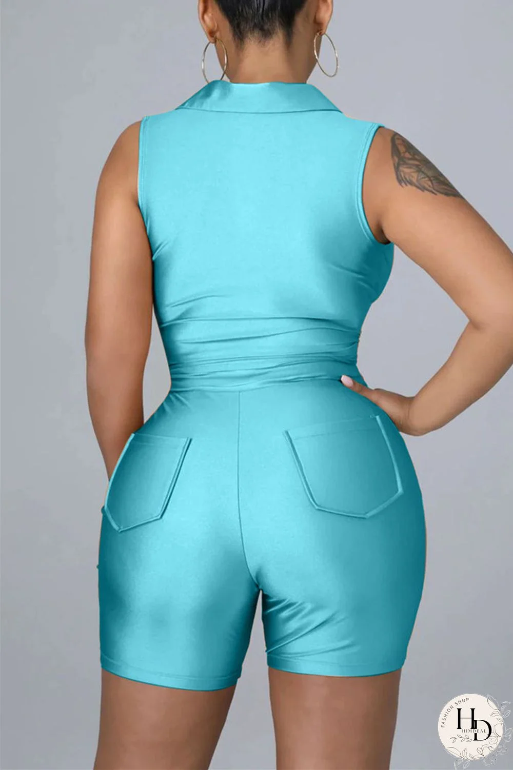 Black Fashion Casual Solid Basic Turndown Collar Sleeveless Two Pieces