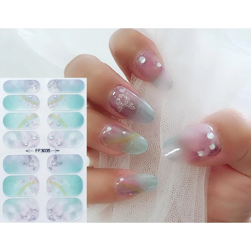 Watercolor Style Women Salon Decals Plain Stickers Nails Sticker Designer Nail Sticker Set Nail Accesoires Sticker For Nails