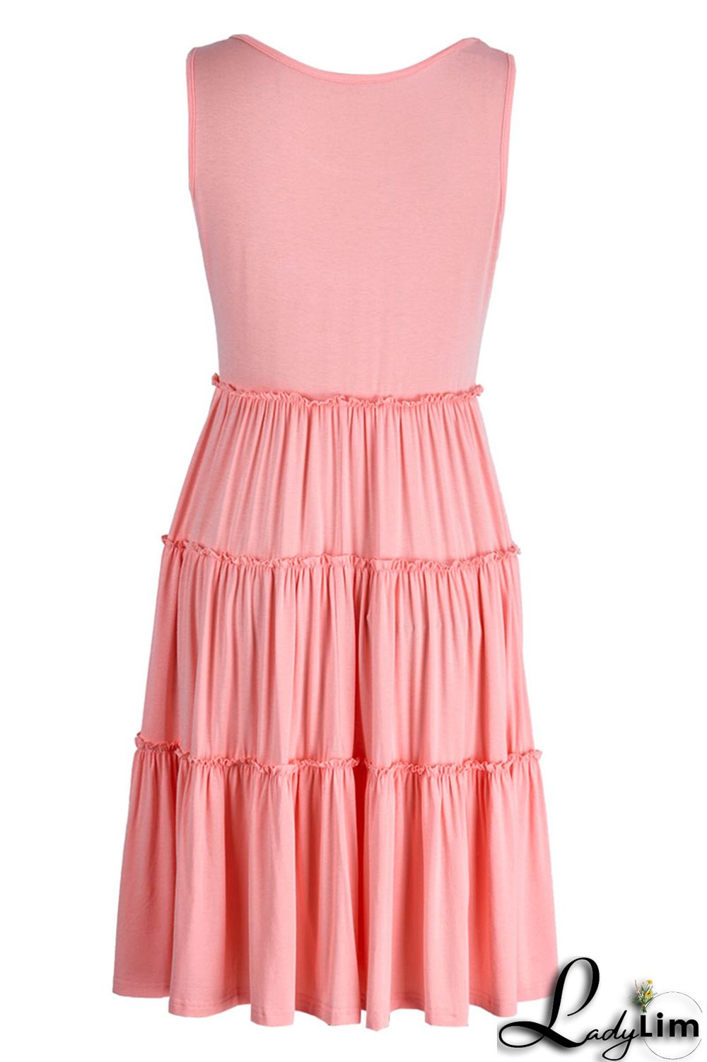 Yellow Casual Solid Patchwork Fold O Neck A Line Dresses