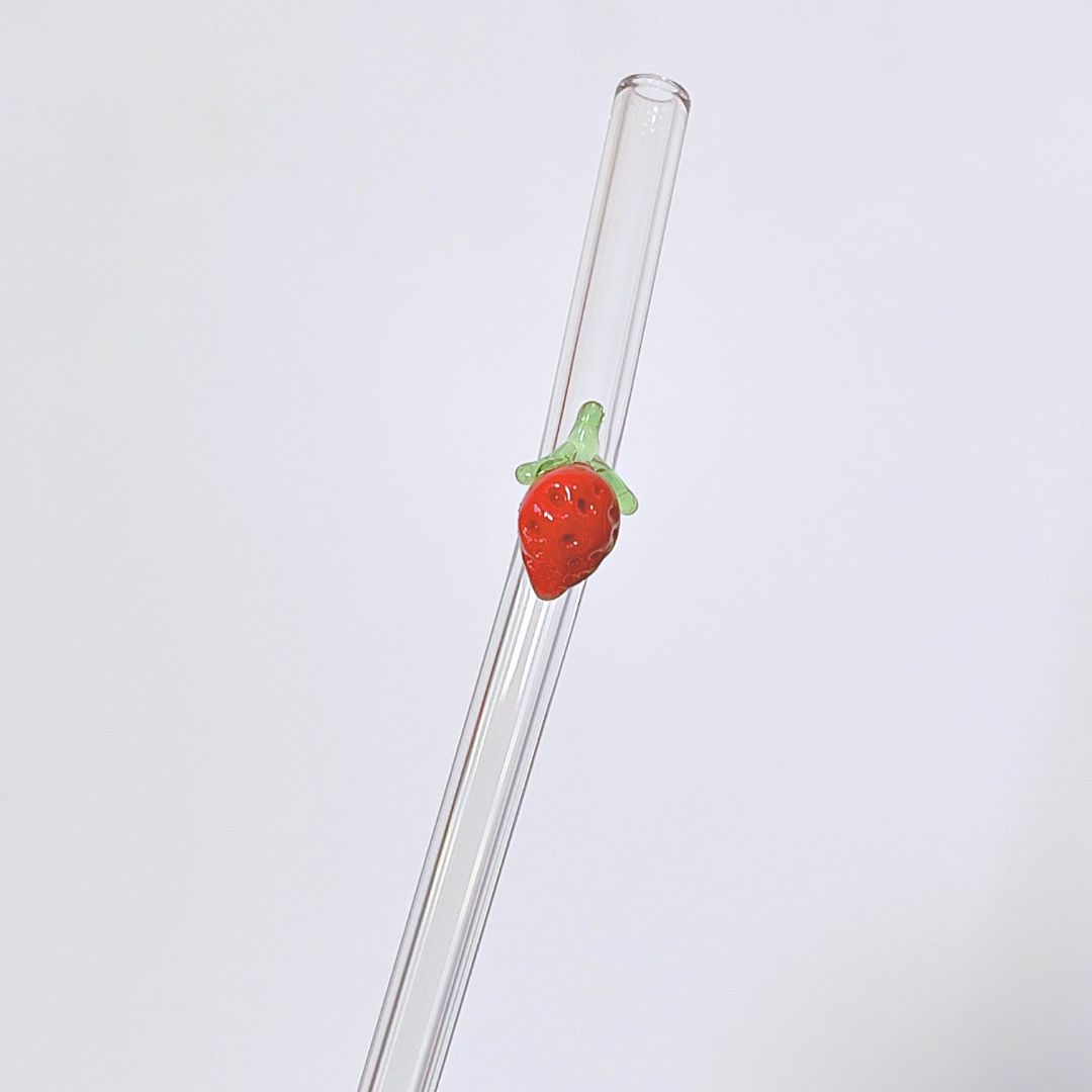Maneifurui™ Strawberry  Reusable Glass Drinking Straw