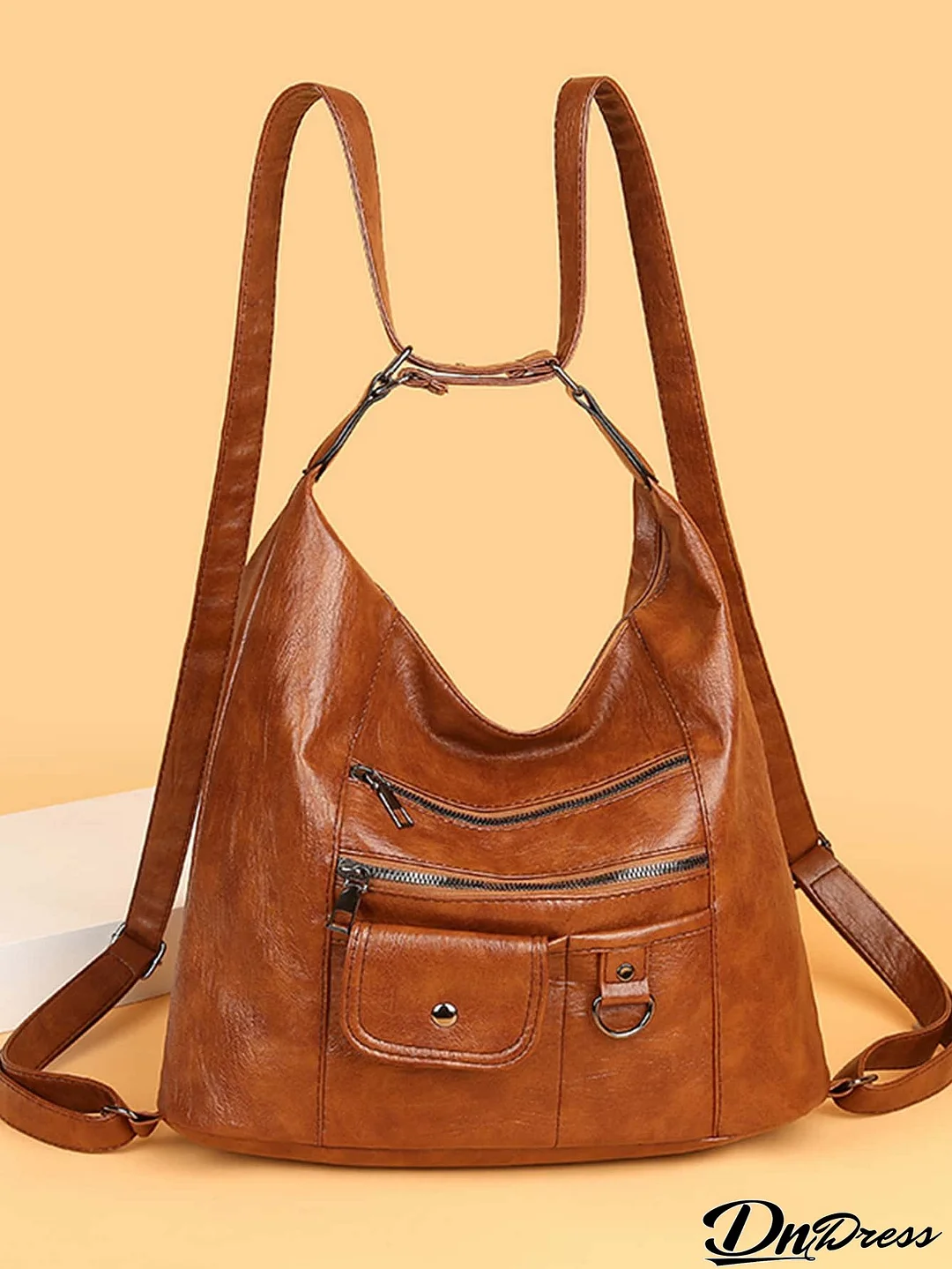 Zip Front Metal Detail Classic Backpack