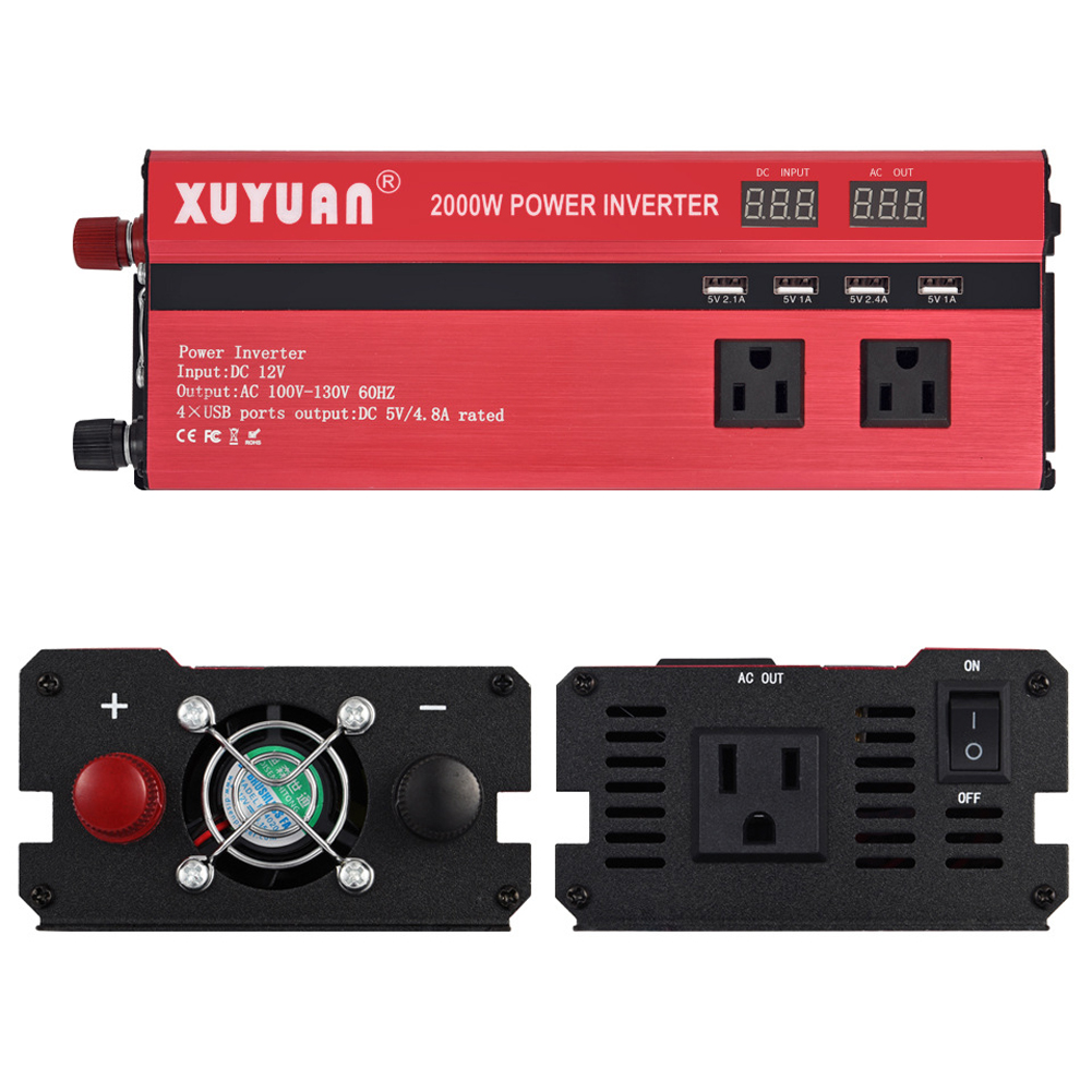 

2000W 4 USB LED Car Power Inverter DC 12V/24V To AC 110V Charger Converter-190860, 24v-110v 2000w, 501 Original