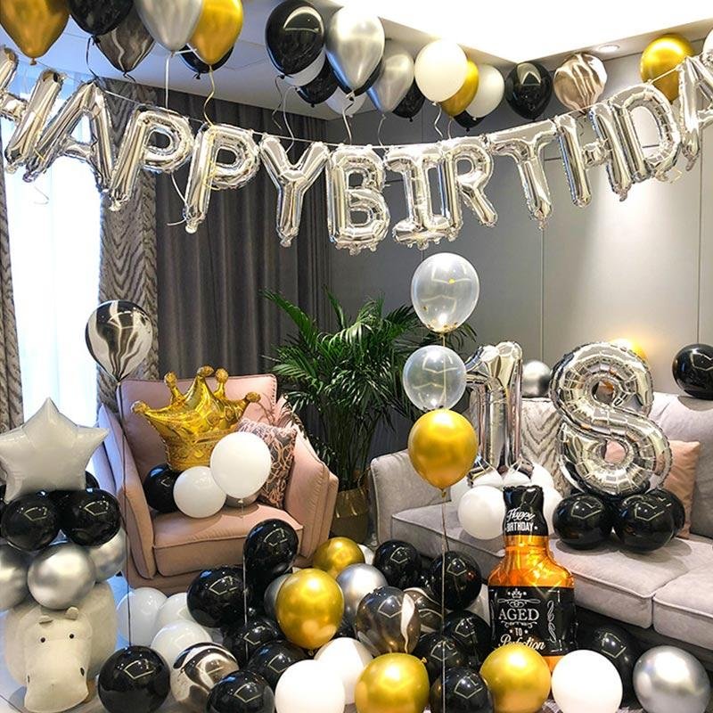 Luxury Golden Birthday Balloon Set Surprise Scene Layout