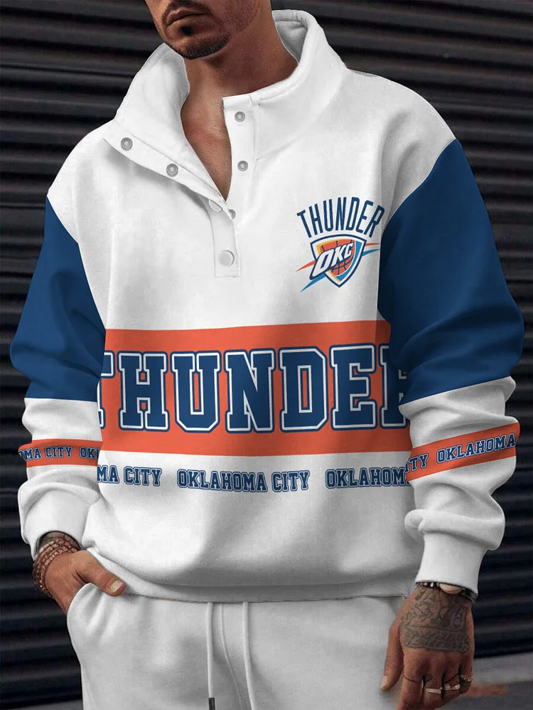 Oklahoma City Thunder  2025 New Design Casual Snap Mockneck Pullover