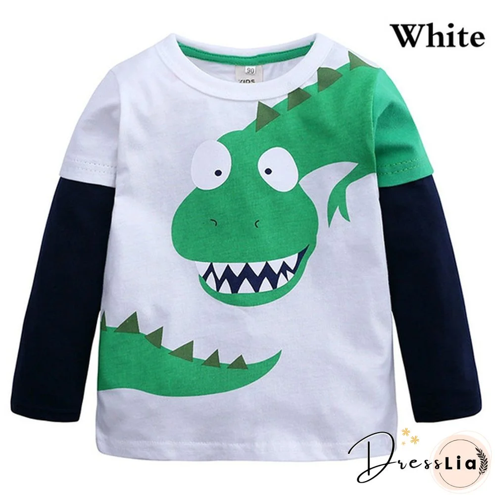 Cartoon Dinosaur Boys Long Sleeve T Shirt Children Kids Boys Spring Autumn Cotton Tops