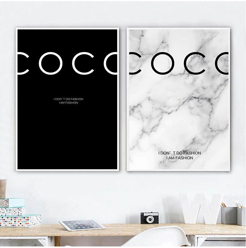 Modern Fashion Marble  Quotes s and Prints Black WhiteFashion Pictures Canvas Painting for Living Room Home Decor